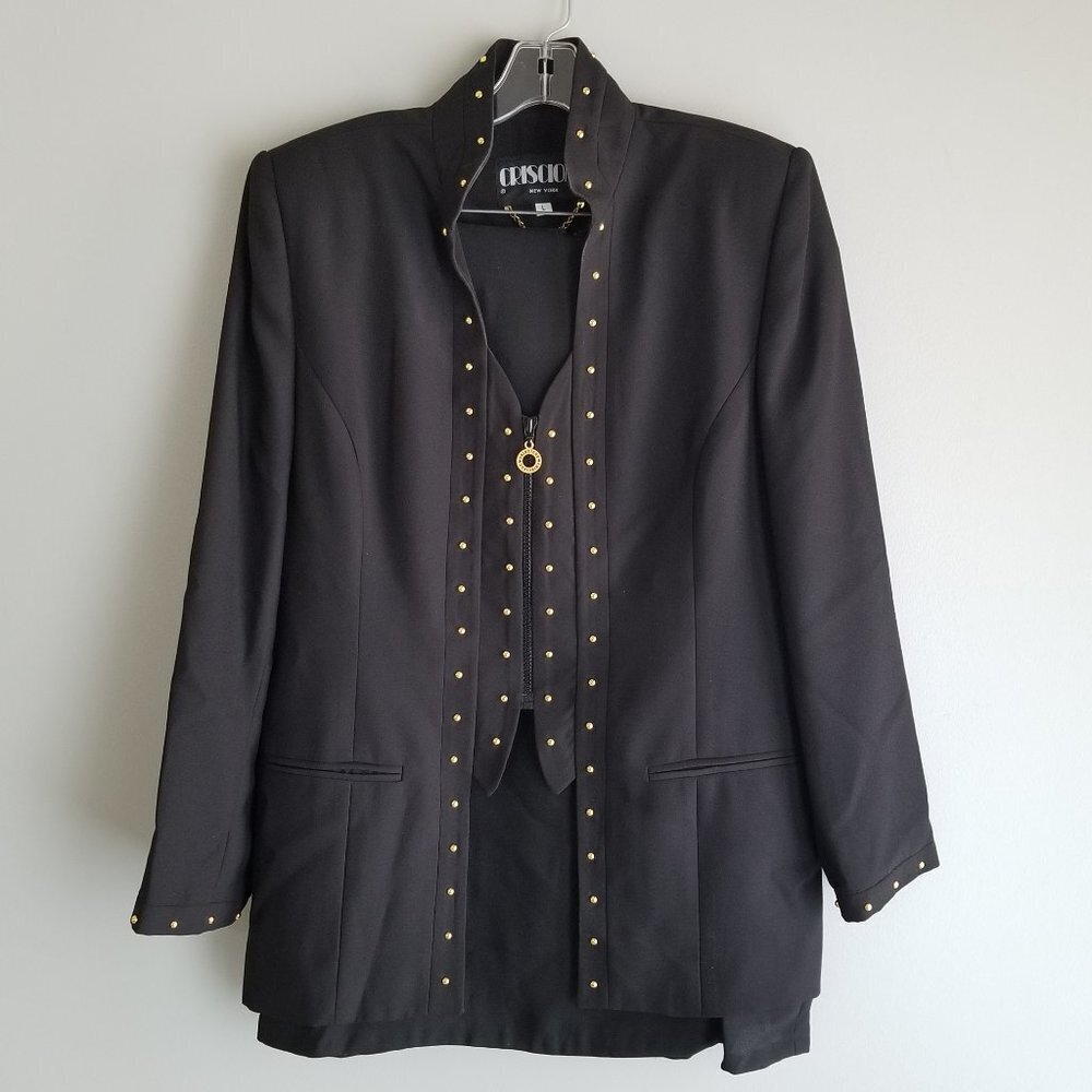 CRISCIONE NEW YORK Skirt Suit---Black 1980's